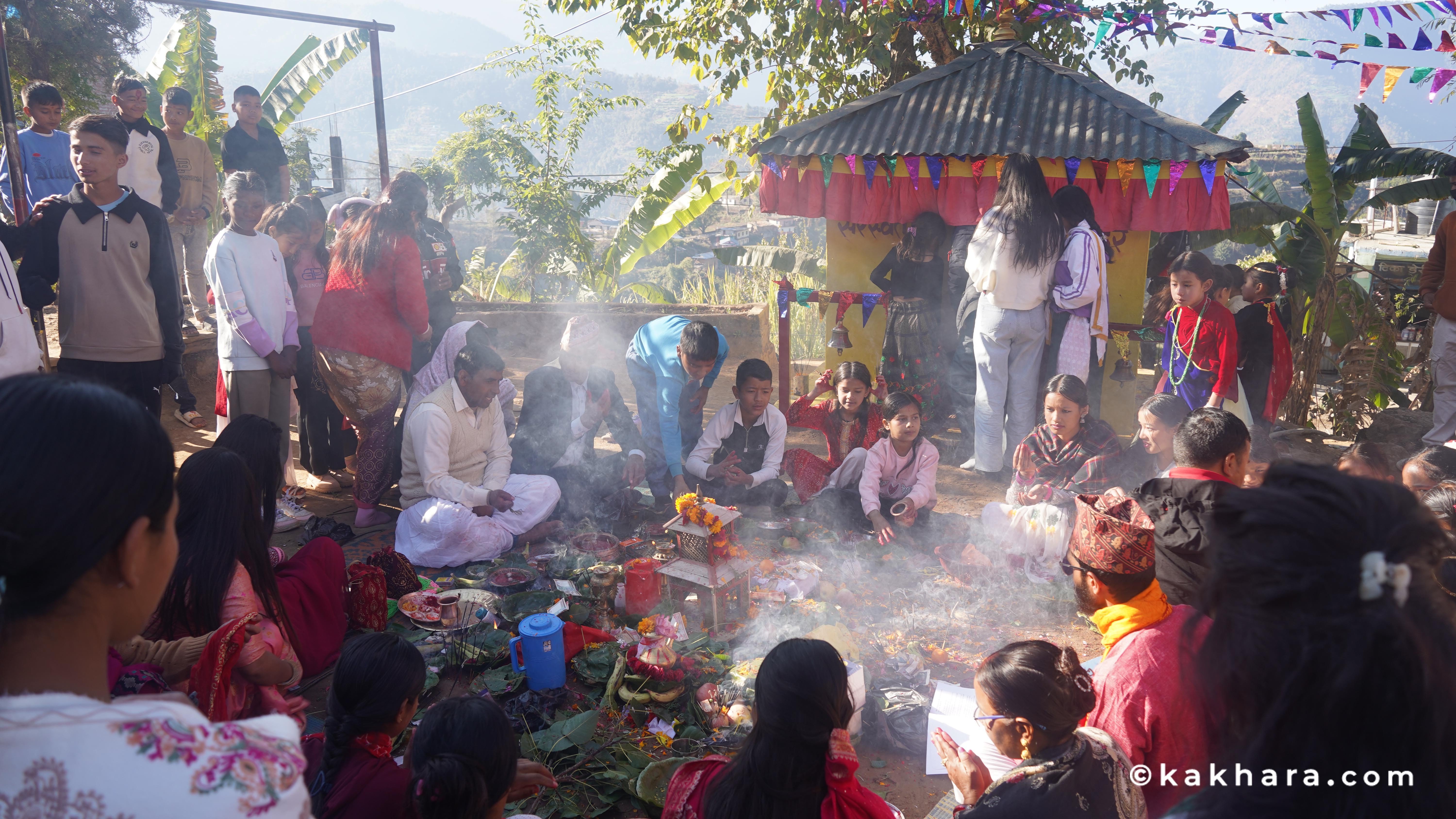 रुकुम पश्चिममा सरस्वती पूजा (भिडिओ सहित)